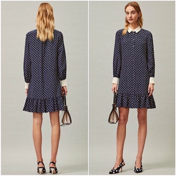 Tory Burch Dress Cora Polka Dot Shirt Dress Silk - Picture 7 of 9